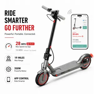 28MPH Max Speed D8 Pro Electric Scooter escooter Tires 350W Brushless Motor 7.8Ah Battery 3 Speed Modes Foldable Portable Front Rear Lights City Commuter App Smart Control