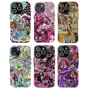 H-Monster High Characters Protective Phone Case Stylized Art Tough Case,for iPhone 16 15 14 13 12 11 and Samsung S25 24 23 22 21,Shockproof Durable Design,for iPhone 16 pro max,Gift For Fan