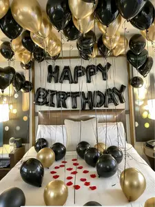 603pcs Black And Gold Birthday Party Decoration Set With Happy Birthday Balloon Banner And Latex Balloons For Themed Party Supplies
