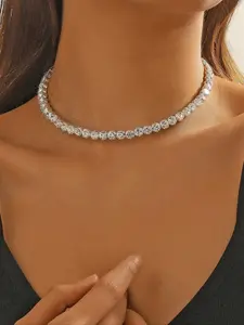 Single Drainage Diamond Necklace, Perfect Gift for Parties, Gatherings, Festivals, Ideal for Special Occasions, Elegant Jewelry Accessory