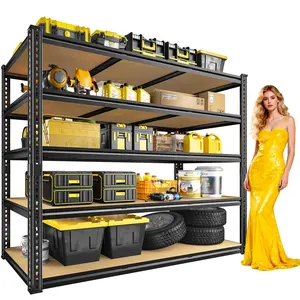 48" W Garage Shelving 3000LBS Heavy Duty Garage Storage Shelves, 5 Tier Adjustable Metal Shelving Unit Utility Rack Shelf for Warehouse, Pantry, Closet, Kitchen , Black