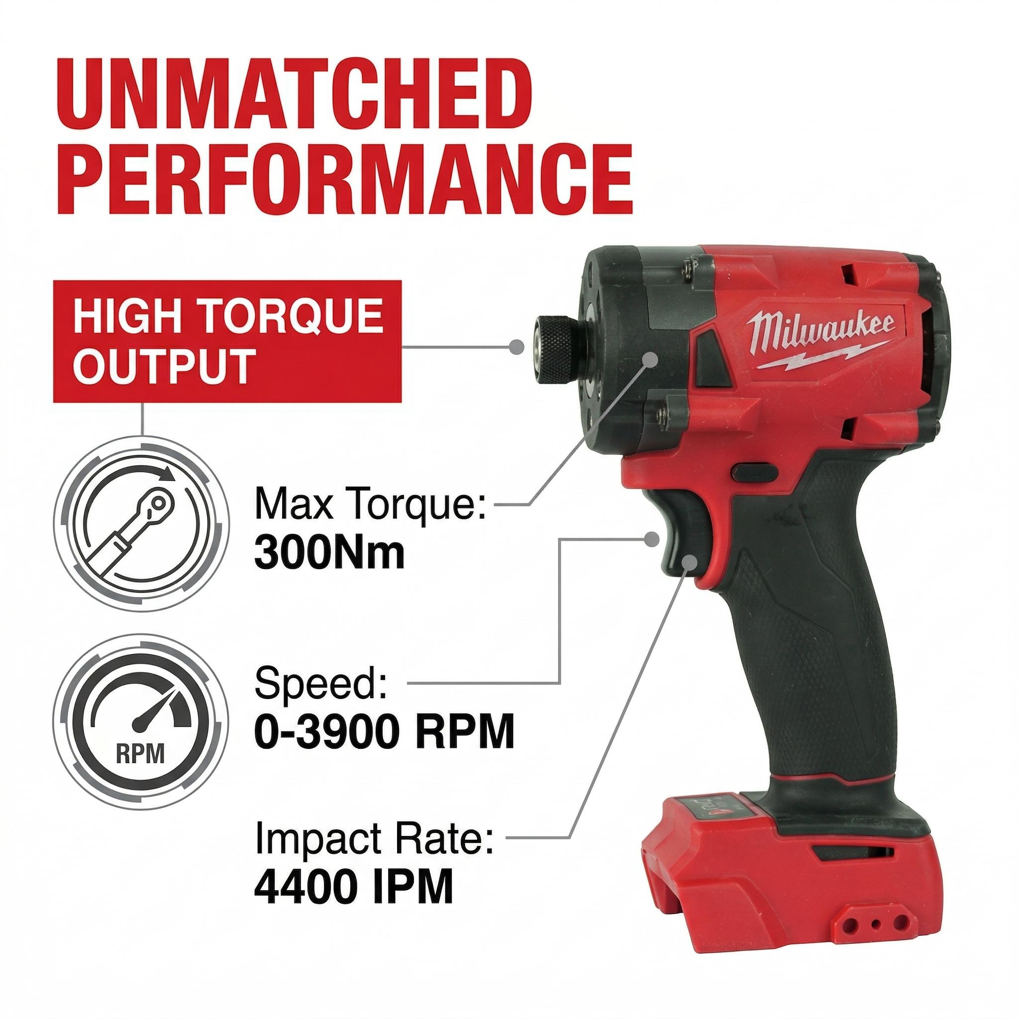 Milwaukee M18 FID3 Cordless Impact Driver Kit One Battery One  For Mechanics 300Nm  power brushless impact wrench torque high powertools wood plastic automotive durable tool rapid charger woodworking repair