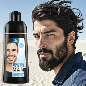 Hair Dye Shampoo, 2-In-1 Care Shampoo for Hair and Beard, Covers Hair and Beard, Reduces Frizz, Hydrating, Moisturizing, Plant-Based Formula, 500ML