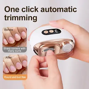 Intelligent electric nail clipper, 2-in-1 polishing nail trimmer, Cordless nail trimmer, USB charging, 500mAh battery, with anti cutting, polishing, lighting functions, perfect for manicure, nail art, filing, shaping, perfect gift