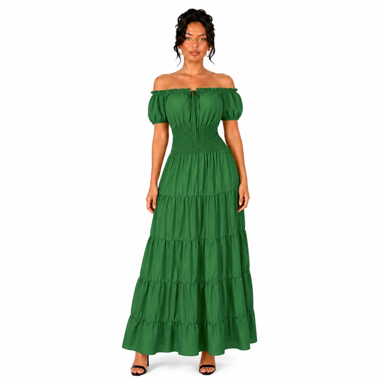 Women's Renaissance Maxi Dress, Off-the-Shoulder Bohemian Peasant Chemise with Long Sleeves for Festivals and Cosplay, Basic, Renaissance Festival