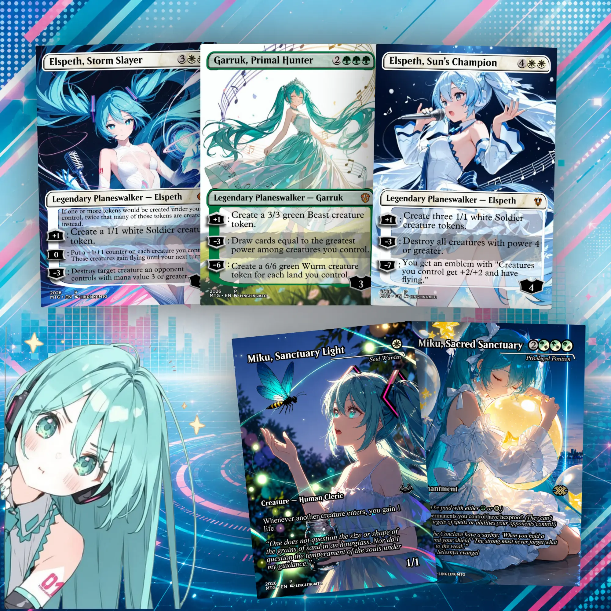 Hatsune Miku Fantasy – Trostani, Voice of Harmony | MTG Proxy Commander Deck (100 Cards + Tokens)