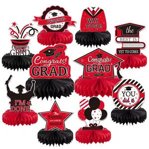 10PCS Graduation Decorations Class of 2025 Centerpieces, Congrats Grad Honeycomb Table Toppers for Graduation Party Favors, 2025 Graduation Party
