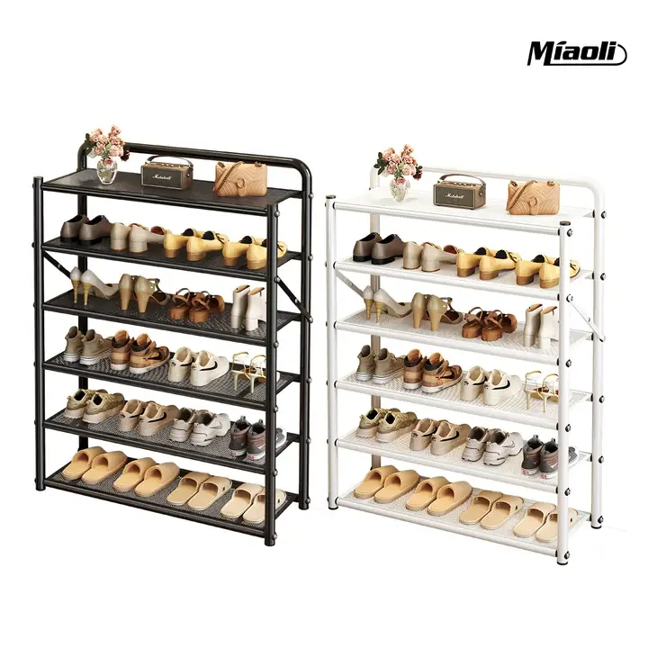 MiaoLi Multilayer ABS Shoe Rack Organizer - Freestanding Height-Adjustable Shelves Footwear Storage, 20-25 Kg Capacity, No Assembly, Foldable Set of 4 Tier Rack for Home Entrance, Budget-Friendly Home Organization Storage