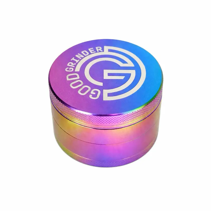 Rainbow Grinder, Good Grinder, High Quality, Manual Hand Grinder, Anodized Aluminum, Diamond Teeth, 1.5 Inch 40mm, 2 Inch 50mm, 2.5 Inch 63mm Sizes, 4 Part Grinder, 4 Chamber Grinder, Metal Grinder, Coffee Bean Grinder, Spice, Seasoning, Dry Ingredients
