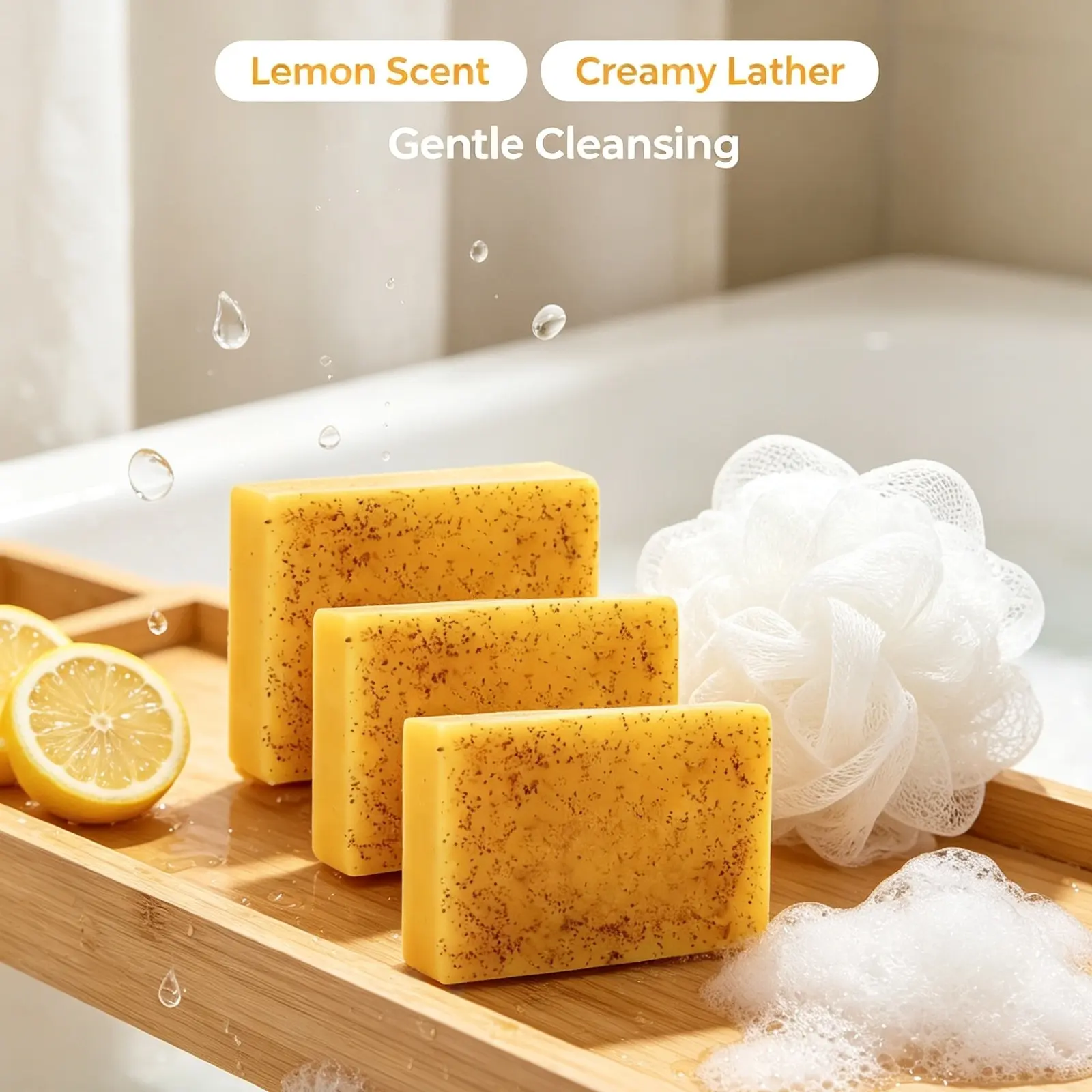 Turmeric Facial Cleanser Soap Bar for Youthful Skin - Kojic Acid Dark Spot Corrector for Face and Body, Lemon Scented, 3 Pack, Multi-Pack, Lemon Aroma