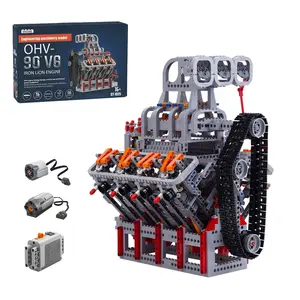 V8 Engine Building Blocks Set, OHV 5.0L V8 4-Stroke Mechanical Supercharger Ignition High-Speed Engine, MOC Collectible Display Model Gifts for Technology Lover (2170PCS)