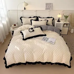 Polka Dot Pattern Bedding Set, 1 Count Bedspread & Pillowcase without Filler, Soft Comfortable Decorative Bedding Set for Home Bedroom, Decorative Bedsheet Sets