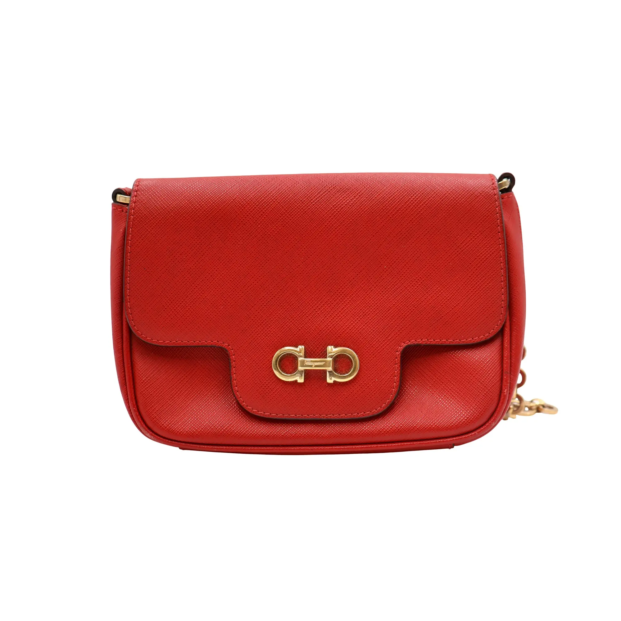 Pre-owned SALVATORE FERRAGAMO leather Crossbody Bags Gancini Flap Shoulder Bag(4900000193626)