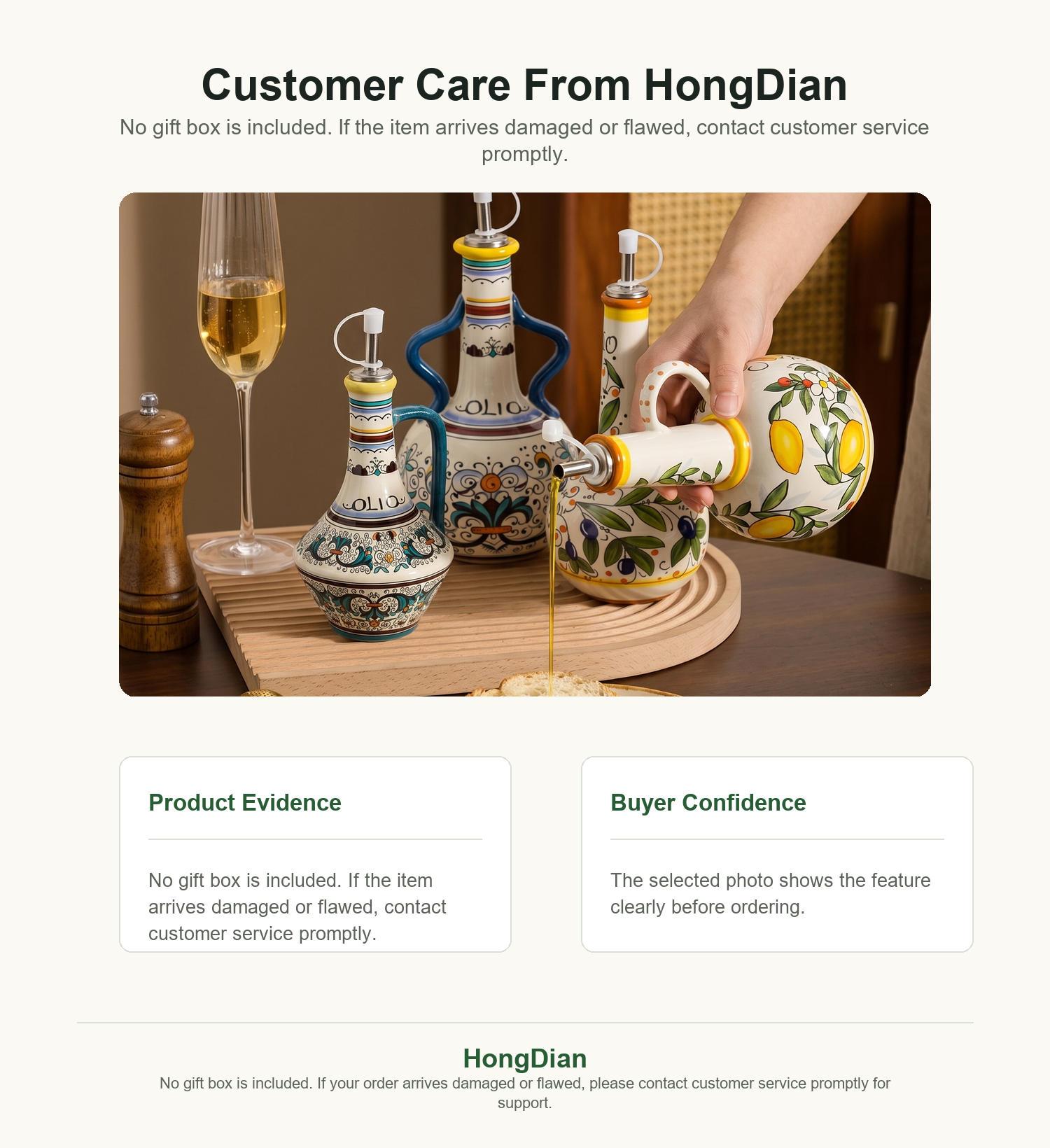 HongDian Porcelain Oil Dispenser Bottle - 19/20 oz (550ml/600ml Options) - Retro Pattern Pour Spout with Handle, Premium, Underglaze Fade Resistant, Dishwasher Safe for Kitchen Counter Cooking Prep, Ceramic, Bottle Oil Dispensers