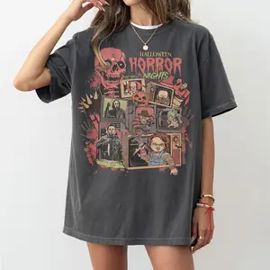 Vintage 90s Halloween Movies Comfort Colors Shirt, Horror Night Shirt, Horror Movies Characters Shirt, Halloween Comfort Colors Shirt, Halloween Sweatshirt Crewneck Top