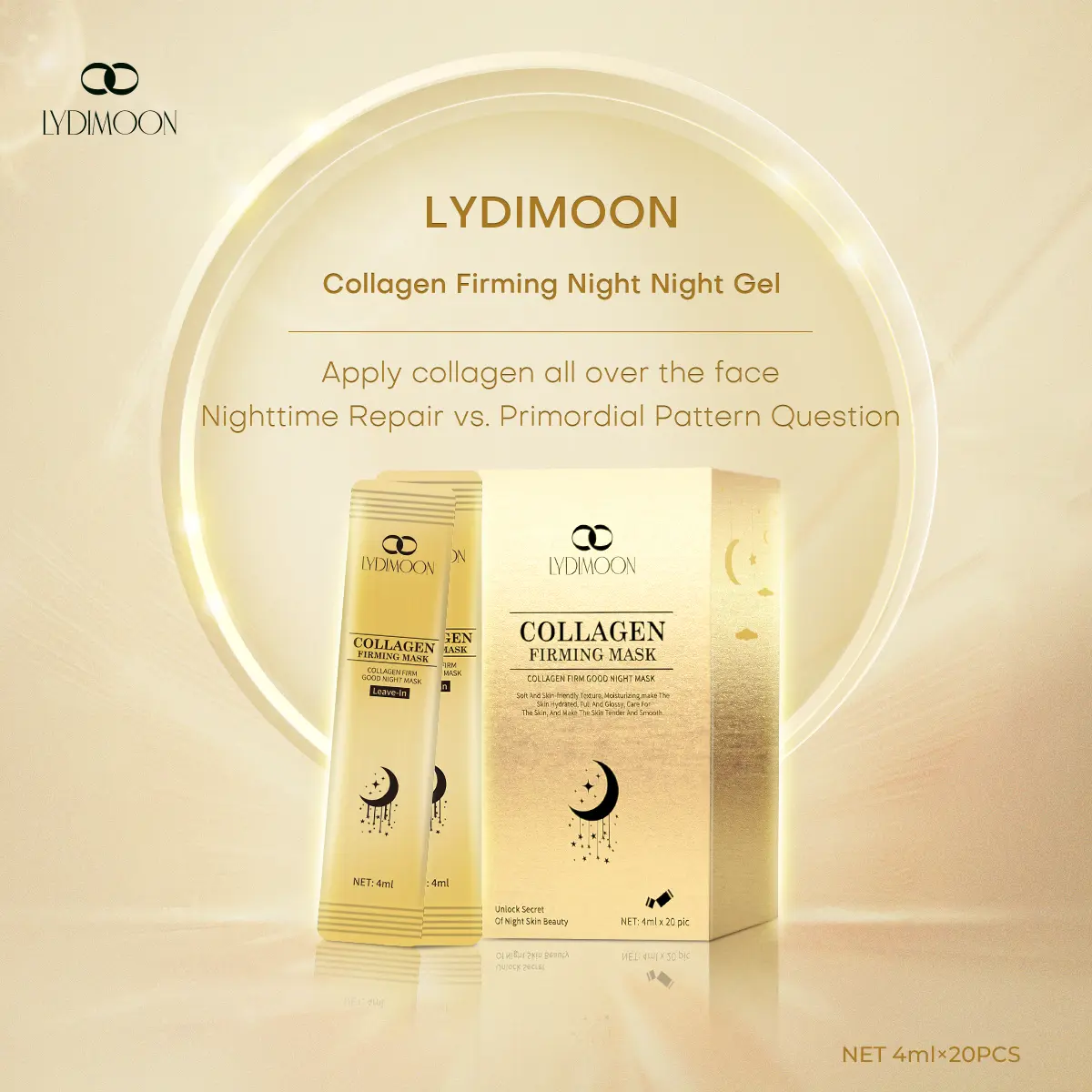 LYDIMOON Collagen Firming Overnight Sleep Mask | Leave-In Anti-Aging Gel Mask | Hydrate & Smooth Fine Lines 20 Packets