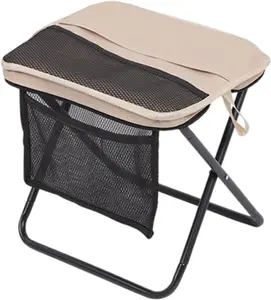 Foldable Backpack Stool, Fishing Seat, Foot Stool Footrest, Multi functional folding stool, Portable Camping Chair for Travel,Picnic, Khaki and Black Sturdy Outdoor Bench