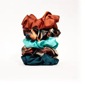 Luxe Satin Scrunchies (5-pack) - Limited Edition Cinnamon Swirl Collection
