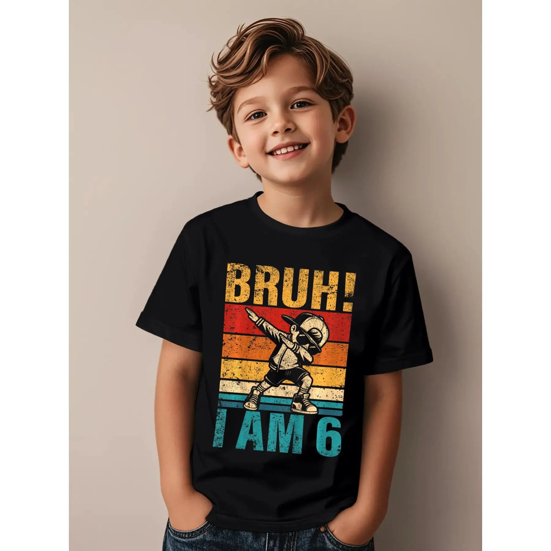 6 Year Old Birthday Dabbing Bruh It's My 6th Birthday Funny Aesthetic Graphic Kid T-Shirt Fashion Kid T Shirts Trendy Cool Tops Tees for Kid