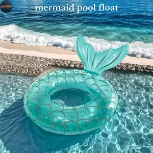 Mermaid Pool Floats for Kids, Inflatable Swimming Ring Toys, Inflatable Circle, Summer Beach Treasure Floating Devices, Air-Filled Pool Accessories
