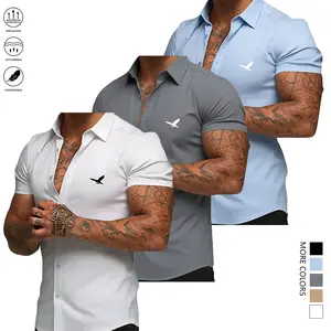 Men’s Short-Sleeve Button-Down Shirt, Wrinkle-Resistant Business Casual Shirt for Work Commuting, Summer Wear, TOKTIK Selected Clothes Shortsleeve Menswear Stylish camisa para hombre summer outfits shirt summer clothes gifts for him