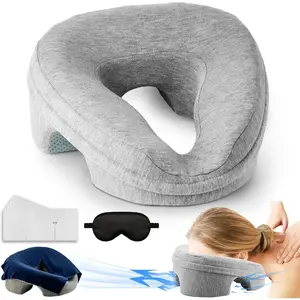 Face Down Pillow for Massage Table, Massage Headrest for Bed, Stomach Sleeping Pillow with Face Cradle Pad, BBL Pillows After Post Eye Surgery Recovery, Massage Pillow with Removable Cover Grey