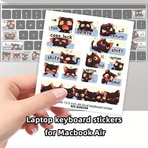 Cute Cartoon Cat Keyboard Sticker for Macbook Air, Matte Finish, Self-Adhesive PVC, Easy to Apply and Remove, Personalize Your Laptop