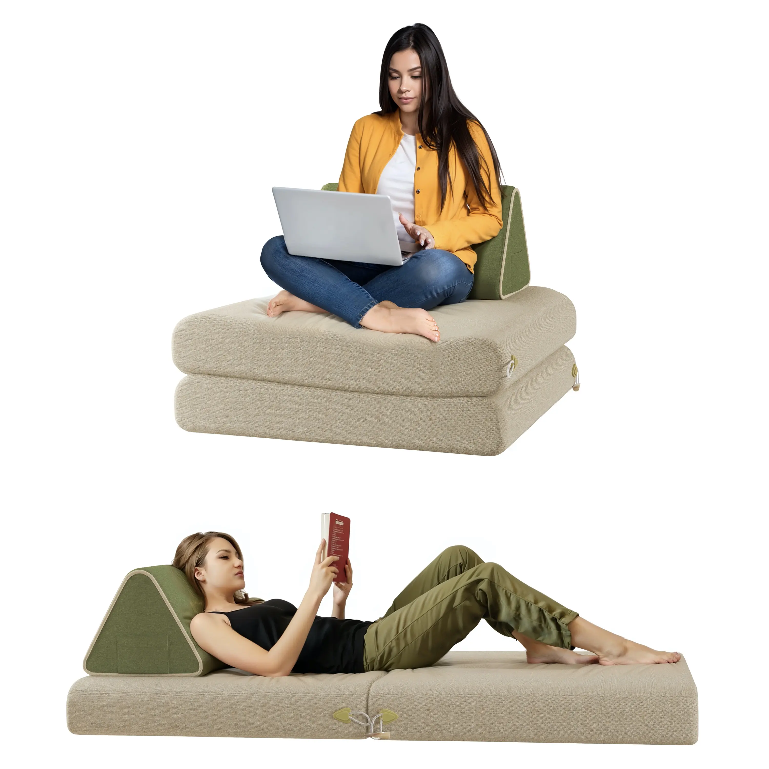 Multi‑Piece Folding Modular Boneless Floor Seat Sofa, Convertible Adjustable Nugget Couch Recliner, Multi‑Position Foam‑Filled Sleeper Sofa Bed, Versatile Floor Cushion Lounger for Living Room, Bedroom, Gaming Room & Reading Rest
