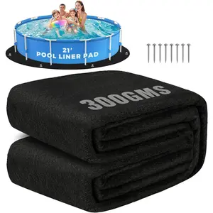 21 FT Round Pool Liner Pad for Above Ground Pools, 300GSM Heavy Duty Thickened Pool Pad with Grommets & Stakes, Anti-Shift Underlay Mat, Puncture & Weed Proof Pool Ground Mat