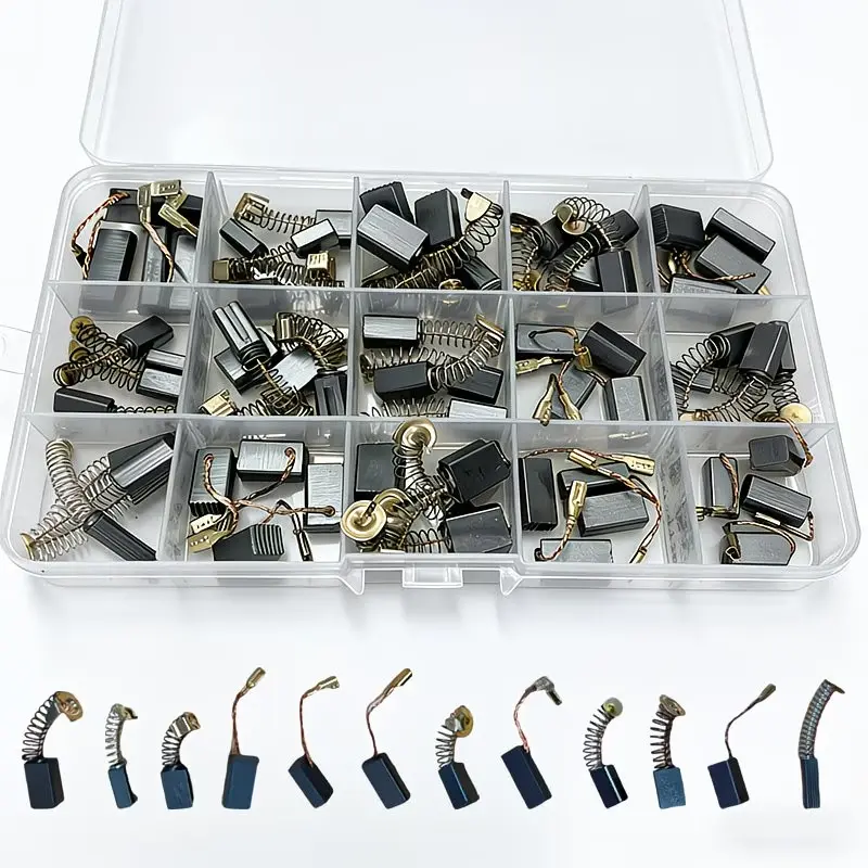 Professional Electric Motor Carbon Brush Set, 15 Sizes, Metal Easy Replacement Parts for Drills, Table Saws, Motorcycle Repair