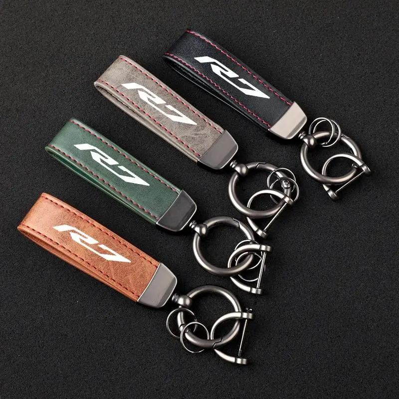 Motorcycle Accessories Carbon fiber motorcycler Key Pendant Split Rings Keychain for YAMAHA R7