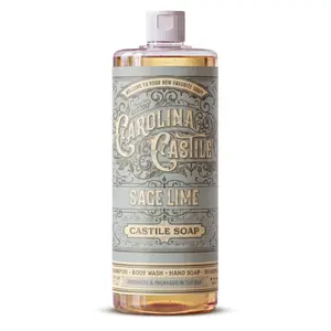 Carolina Castile Soap Sage Lime 1050g Vegan Organic Herbal Cleanser with Cocoa Butter & Kukui Nut Oil Made in USA