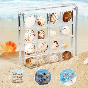 16-Grid Acrylic Display Case - Clear Shadow Box for Seashells, Rocks, Thimbles & Collectibles Decor Frames Photo Organizer