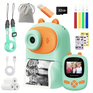 Instant Print Camera, Christmas Birthday Gift Boys Girls 3-12 Years Old, HD Digital Video Camera Toddler, Portable Toy 3 4 5 6 7 8 9 10 Years Old Boys Girls Durable Compact