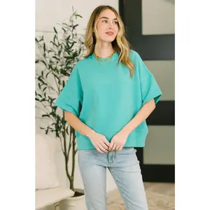 Sense of Clarity Boxy Top in Turquoise