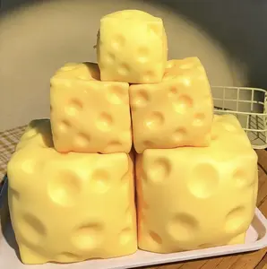 XL Cheese Squishy Cube - Yellow Moldable Stress Relief Fidget Toy for Kids, Sensory Squeeze Toy, Fun Play Relaxation Tool, Perfect Easter Gift for Adults