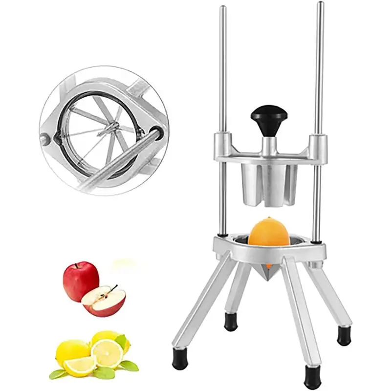 Stainless Steel 8-Wedger Lemon Cutter - Commercial Handheld Food Prep Utensil with Anti-Slip Foot Base, Time-Saving Simple Operation for Bars, Utensils