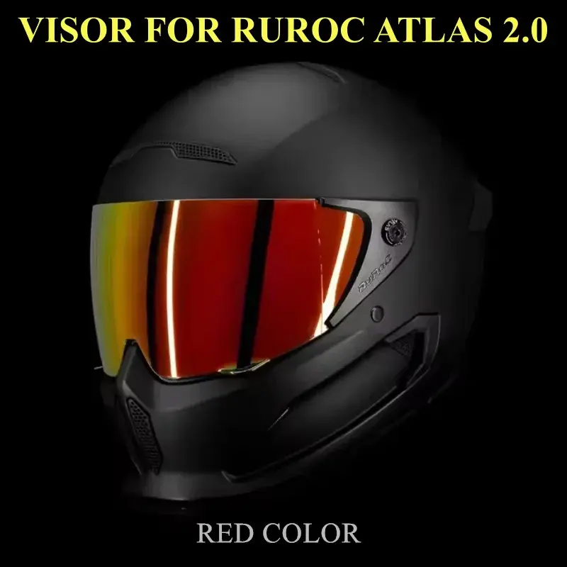 RUROC Atlas 2.0 1-Piece Motorcycle Full Face Helmet Visor - Red Gold Unisex, PC (Polycarbonate) Lens, Anti-UV Rays Visor, Anti-Scratch Protection, High Flexibility, Day and Night Use