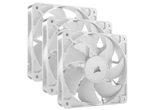 CORSAIR RS120 PWM 120mm Fans Triple Pack - White - Simplified Control - Daisy-Chain 4-Pin PWM Connection - Concentrated AirGuide Cooling - Magnetic Dome Bearing