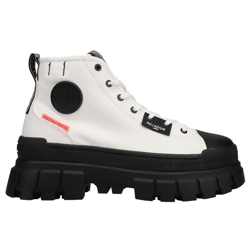 Palladium Womens Revolt Hi Tx Round Toe Hiking Hiker Casual Boots Ankle Low Heel 1-2" - White