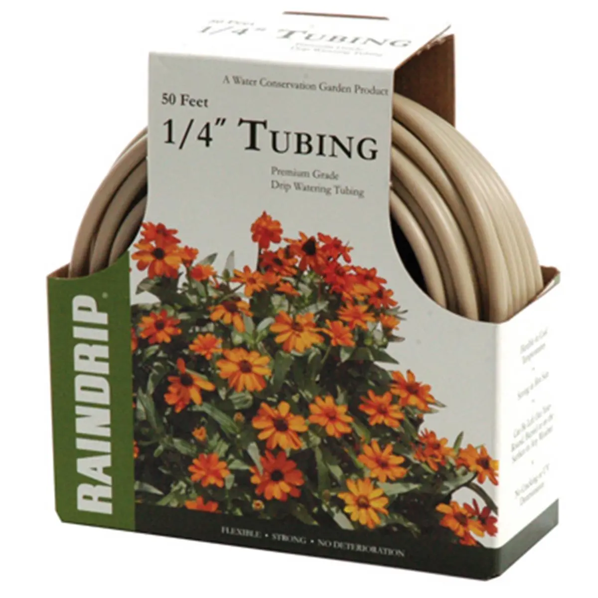 Raindrip R252DT Flexible Strong Round Sand Vinyl Tubing, 0.25 x 50 in., for Outdoor Gardening Users, Home Improvement Watering & Irrigation Supplies, Round Tubing