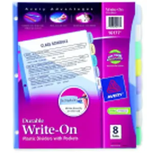 Avery Plastic Durable Write-On Divider With Pocket, Set - 8