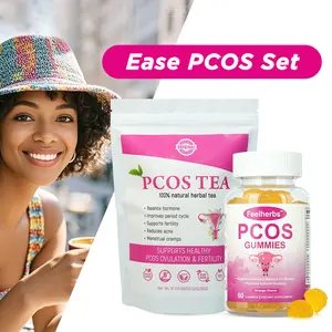 Pcos Tea & Gummies Set for Women Hormonal Balance & Menstrual Cycle, Ovarian Support Tea Set Helps with Ovary and Uterus Cleanse