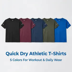 Male Multi-Size Loose Fit Moisture-Wick Quick-Dry Mesh Fabric Workout T-Shirt - Reflective Running Tee for Gym, Summer Sports