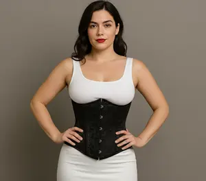 Women Heavy Duty Steel Boned Underbust Brocade Corset