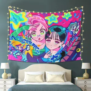Alien Stage Series Tapestry - Vibrant Anime-Inspired Wall Hanging with Glowing Stars & Colorful Characters, Soft Polyester Fabric, Perfect for Bedroom, Living Room, or Party Decor, Festive Home Accent |     Vibrant Wall Art |     Durable Knit Fabric, Anim