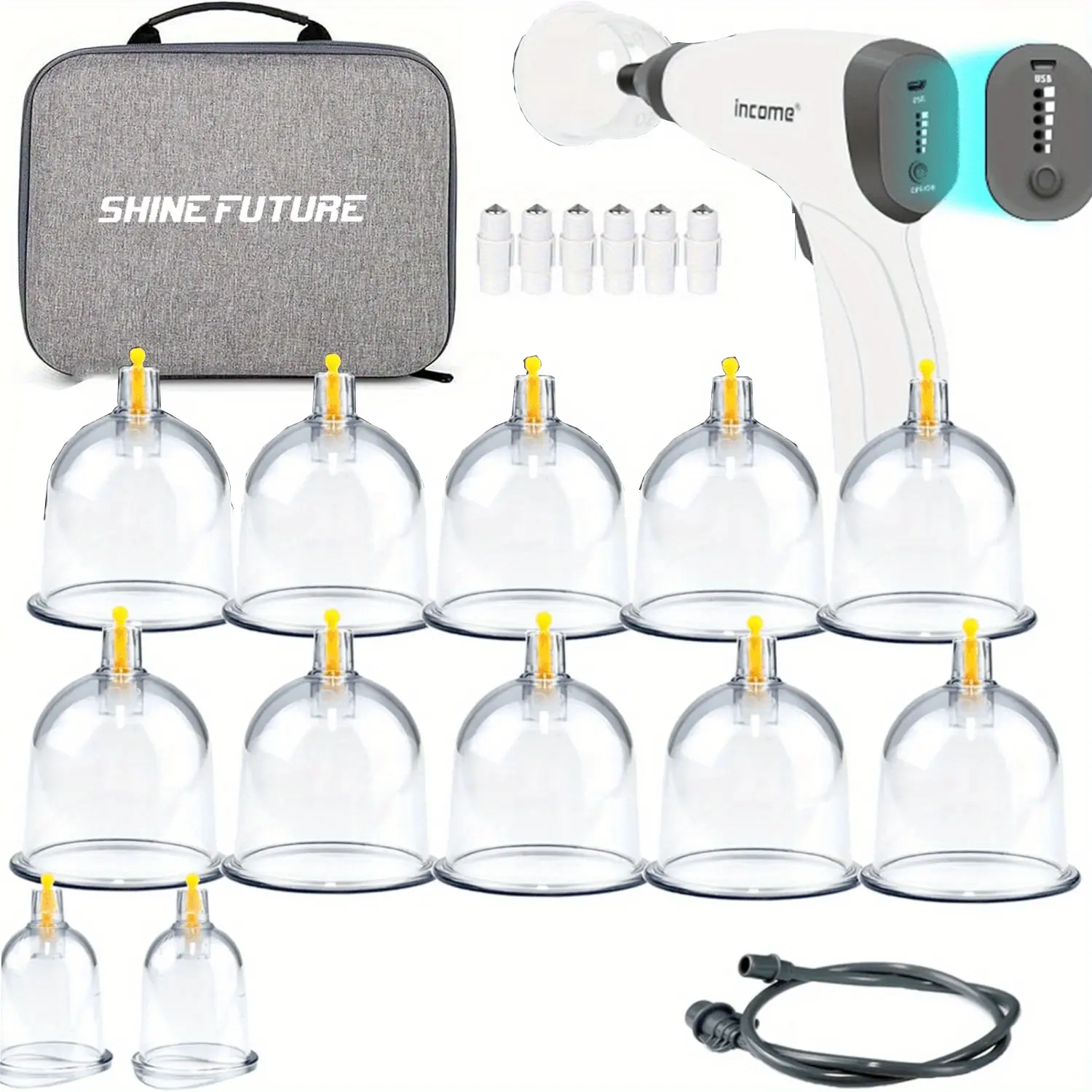 Electric Vacuum Cupping Therapy Massager Set - 12pcs/Set (Manual), 24-Can Suction Cups, Removable Jars, Acupuncture Apparatus for Body Relaxation (Wearable Accessory for Smart Devices)