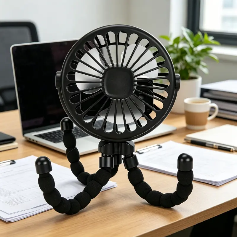 Flexible Octopus Tripod Mini Fan, USB Rechargeable 3-Speed Quiet Cooling Fan 360° Rotating Portable Fan Perfect for Stroller, Bike, Camping, Desk, Home & Outdoor Travel