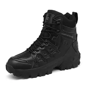 2026 Men'S Tactical Outdoor Work Boots - Durable, Non-Slip Hiking & Climbing Boots with Zipper Closure, Black, All-Season Use, EVA Cushioning, TPR Sole, Mid-Top Design for Men, Hiking Gear
