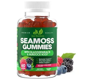 Sea Moss 3000mg Gummies with Bladderwrack and Burdock Root - Natural Irish Sea Moss Superfood for Immune, Thyroid and Detox Support - Extra Strength for Men & Women - Gluten-Free, Vegan - 60 Gummies